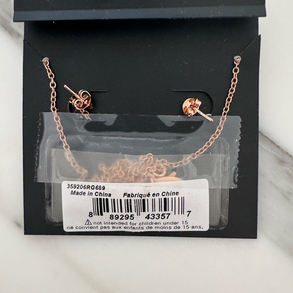 SALE NEW Coach Rose Gold with Faux Diamond Earrings & Necklace - Picture 3 of 3